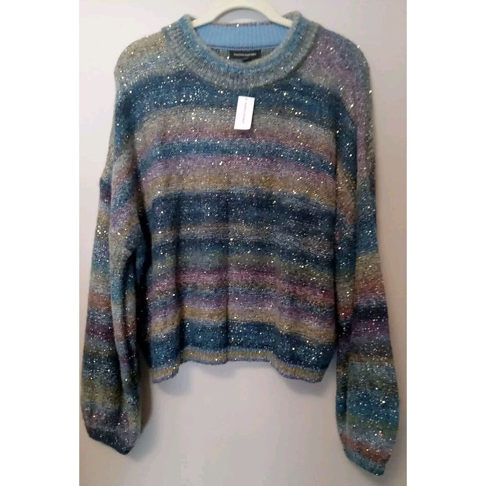 Banana Republic Multi Colored Alpaca Wool Blend Sequin Relaxed Sweater Size XXL